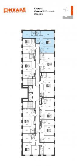 Трёхкомнатная квартира 82.3 м²
