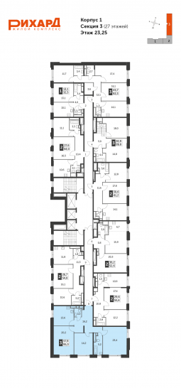 Трёхкомнатная квартира 95 м²