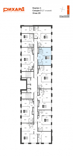 Трёхкомнатная квартира 89.8 м²